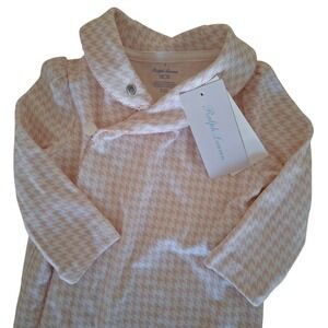 Ralph Lauren Footed Coverall Baby Girls 9M Pink Houndstooth NEW Peter Pan Collar